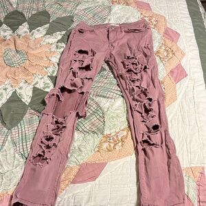 Distressed Pink Jeans